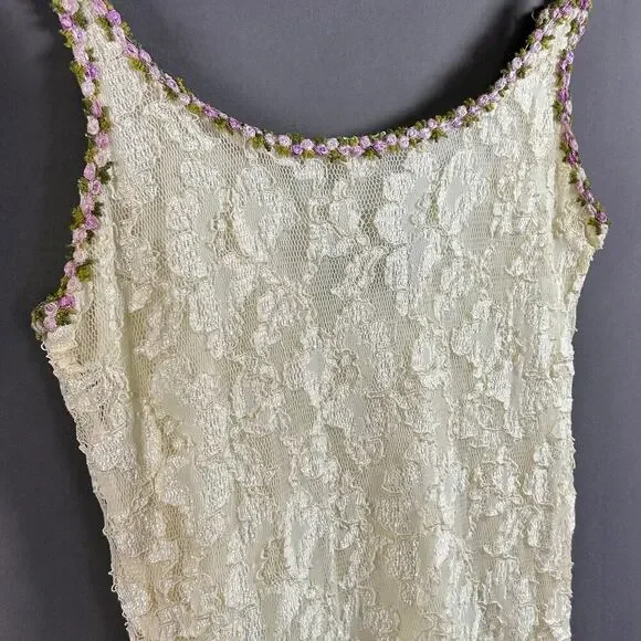 SOLD SOLD SOLD Vintage 90's Betsey Johnson LUXE Ivory Lace Slip Dress - Picture 5 of 15